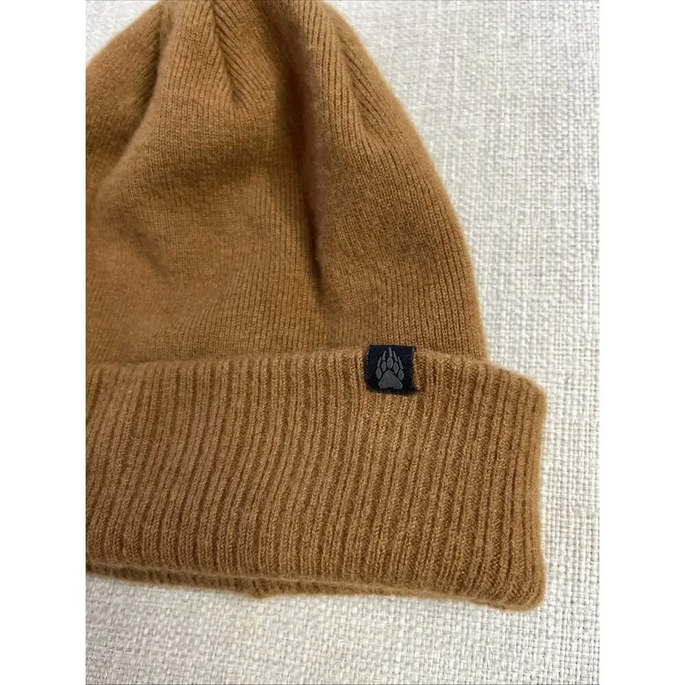Duluth Trading Alaskan Hardgear 100% Wool Beanie Hat OS Knit Winter Camel Brown